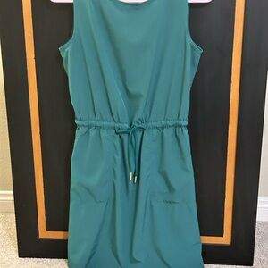 Teal Sleeveless Dress with Drawstring Waist